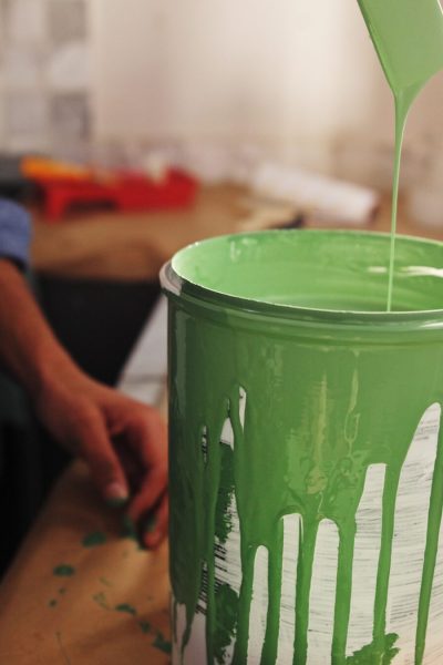 Diy,,Paint,Can,And,Renovation,With,Person,In,Kitchen,Of